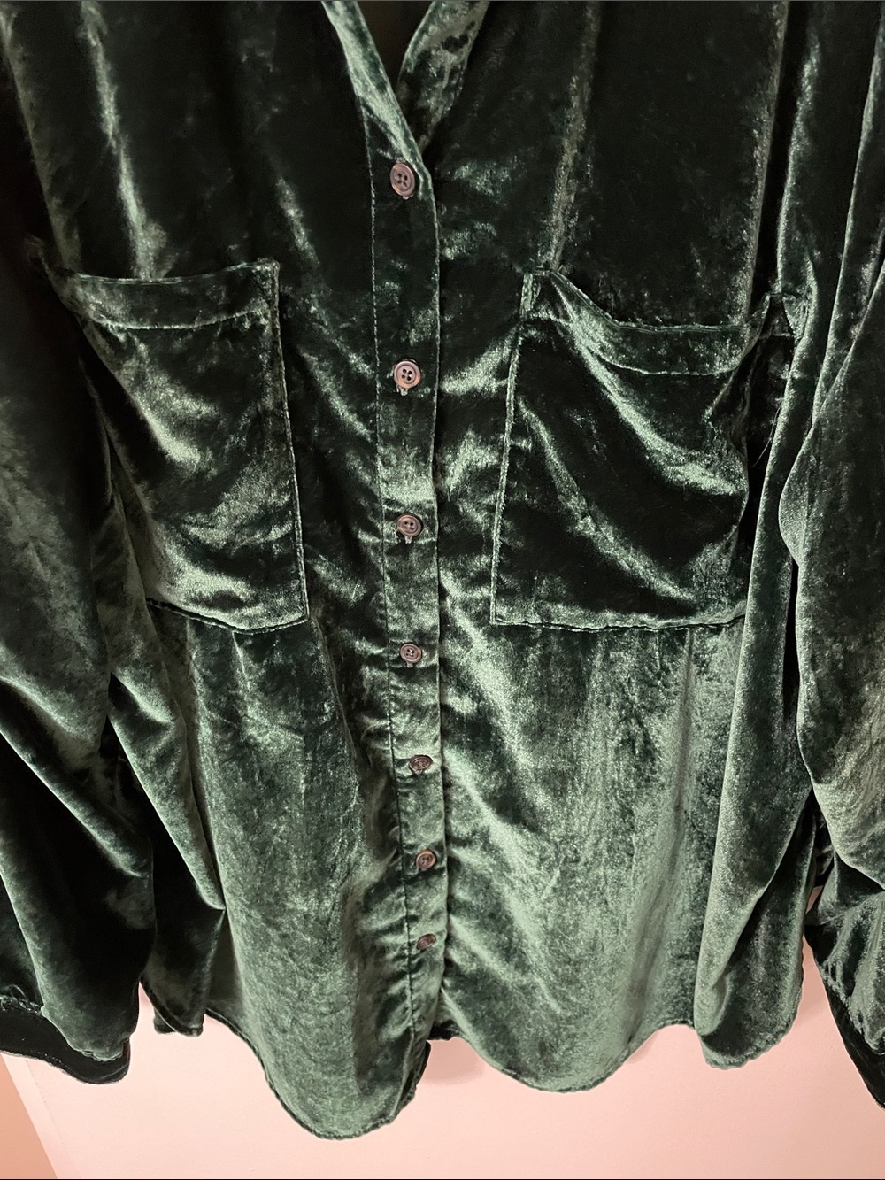 Anthropologie Pilcro Hadley Velvet Edition Emerald Shirt Size 3X - Picture 4 of 6